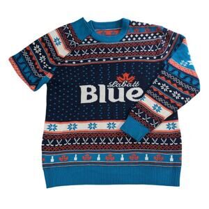 Labatt Blue Beer Sweater Men’s L Ugly Christmas Holiday Knit Pullover Acrylic